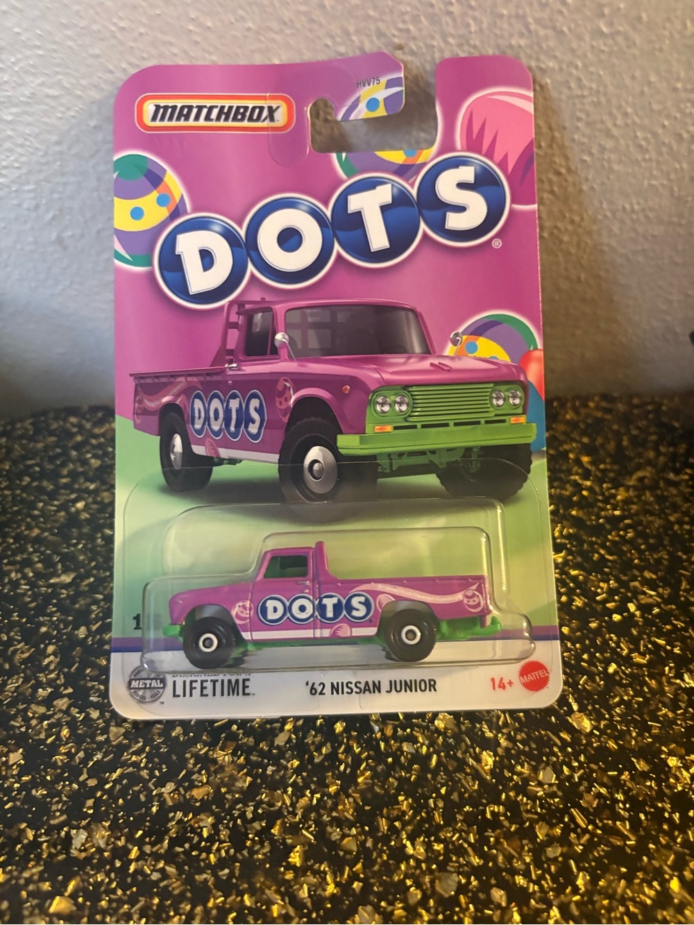 Matchbox DOTS '62 Nissan Junior Toy Truck - Pink & Green